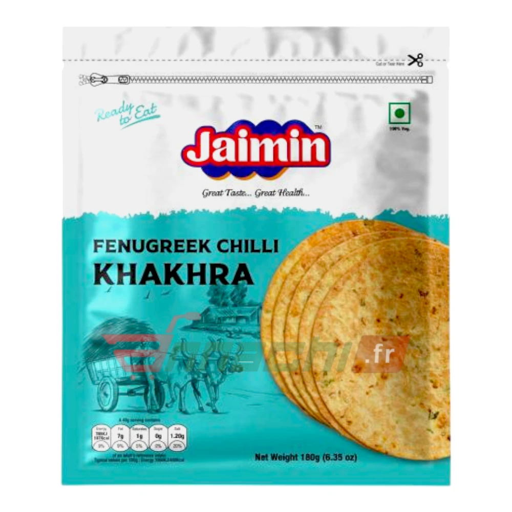 JAIMIN FENUGREEK CHILLI KHAKHRA FRANCE AND EUROPE JAIMIN FENUGREEK CHILLI KHAKHRA - 180g - Image 1