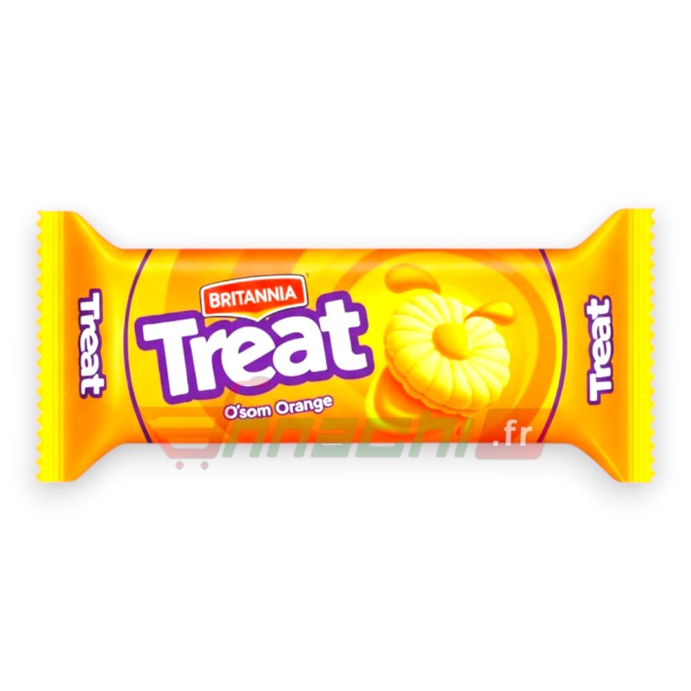 BY BRITANNIA ORANGE CREAM TREAT BISCUIT FRANCE AND EUROPE BRITANNIA ORANGE CREAM TREAT BISCUIT - 100g - Image 1