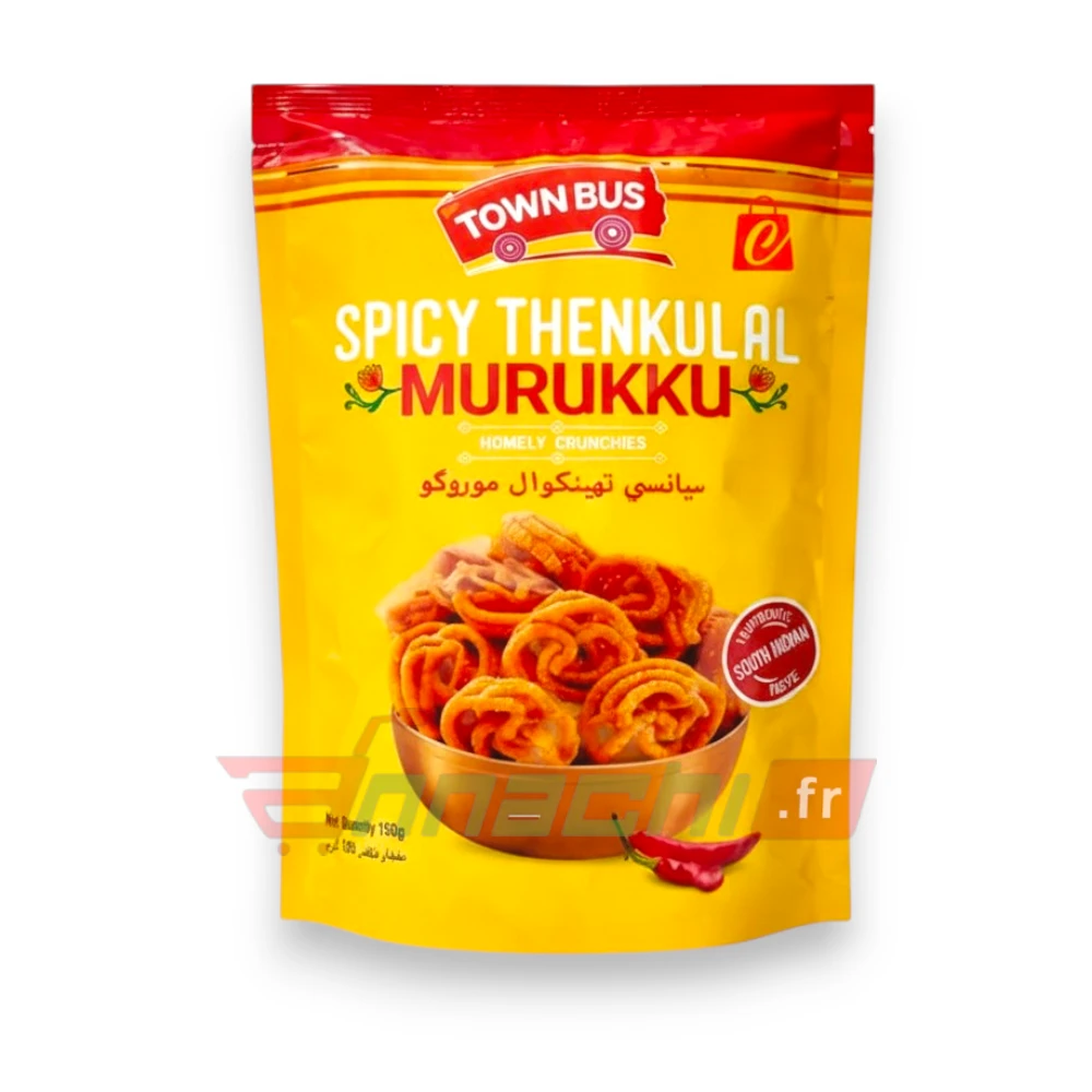 BUY TOWNBUS SPICY THENKUZHAL MURUKKU FRANCE EUROPE GERMANY BELGIUM AND NETHERLAND ONLINE TOWNBUS SPICY THENKUZHAL MURUKKU - 150g - Image 1