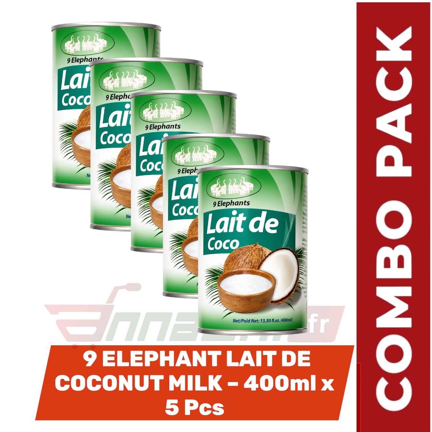 BUY COMBO PACK 9 ELEPHANT LAIT DE COCONUT MILK FRANCE EUROPE GERMANY NETHERLAND AND BELGIUM ONLINE COMBO PACK | 9 ELEPHANT LAIT DE COCONUT MILK – 400ml x 5 Pcs - Image 1